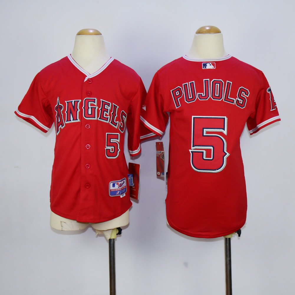 Youth Los Angeles Angels #5 Pujols Red MLB Jerseys